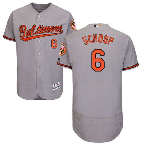 Orioles #6 Jonathan Schoop Grey Flexbase Authentic Collection Stitched MLB Jersey